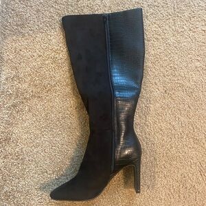 New in box black knee high boots- extra wide calf